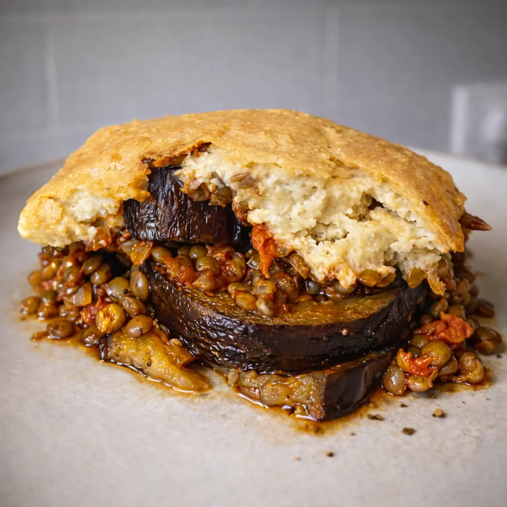Lentil Moussaka with Cashew Bechamel Cream